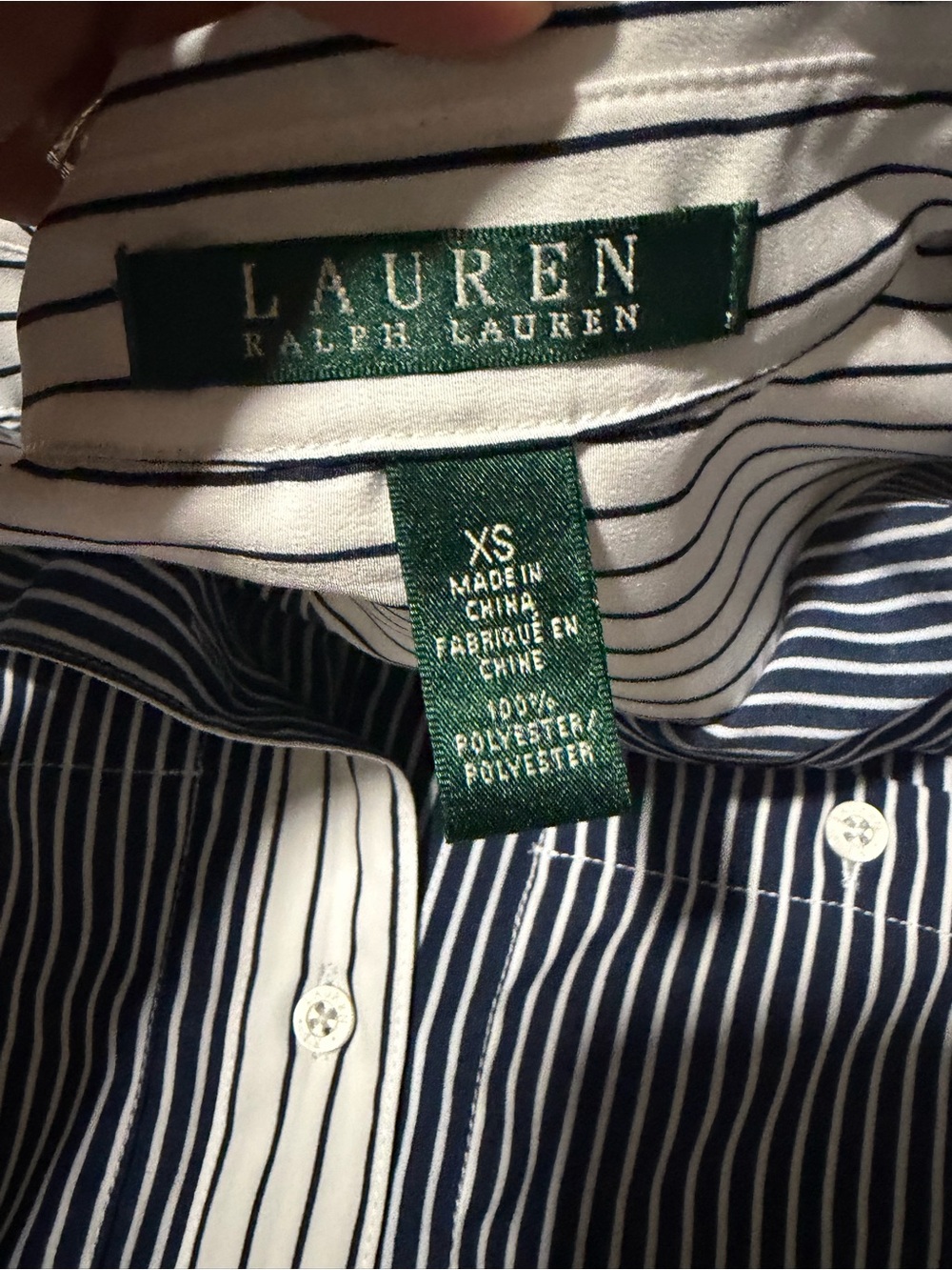 Ralph Lauren Navy and White Striped Button-Down Shirt - Picture 3 of 5